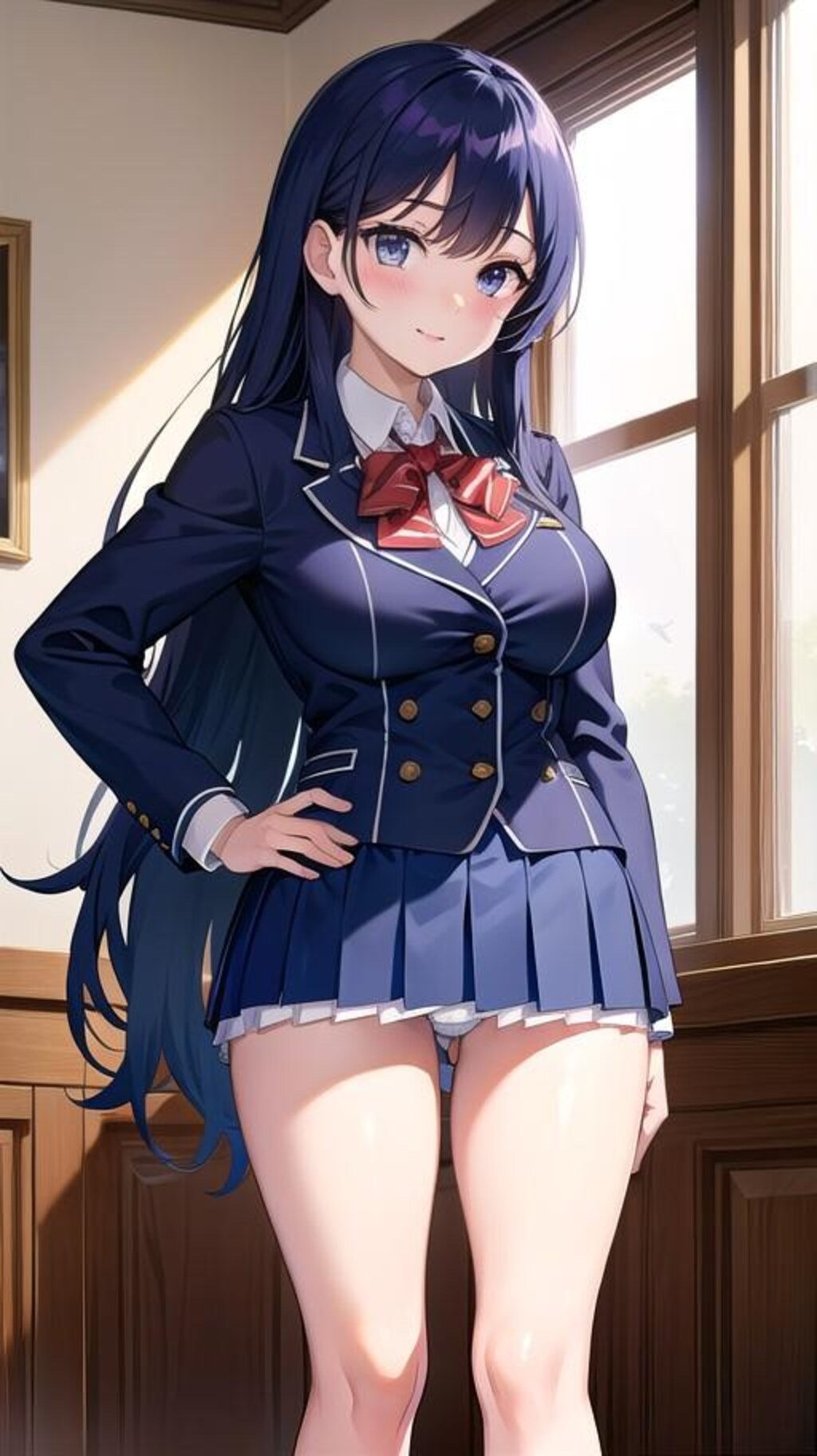 ロングヘアー女子高生