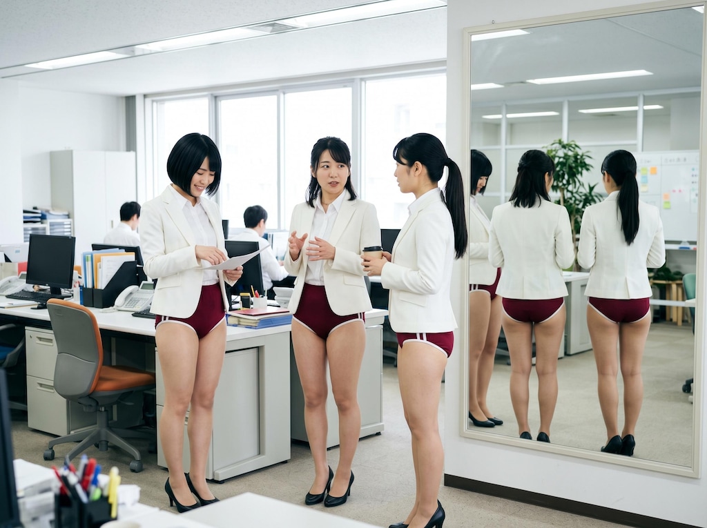 ミニスカート強制は止めました。今日から新しい服装規定です。