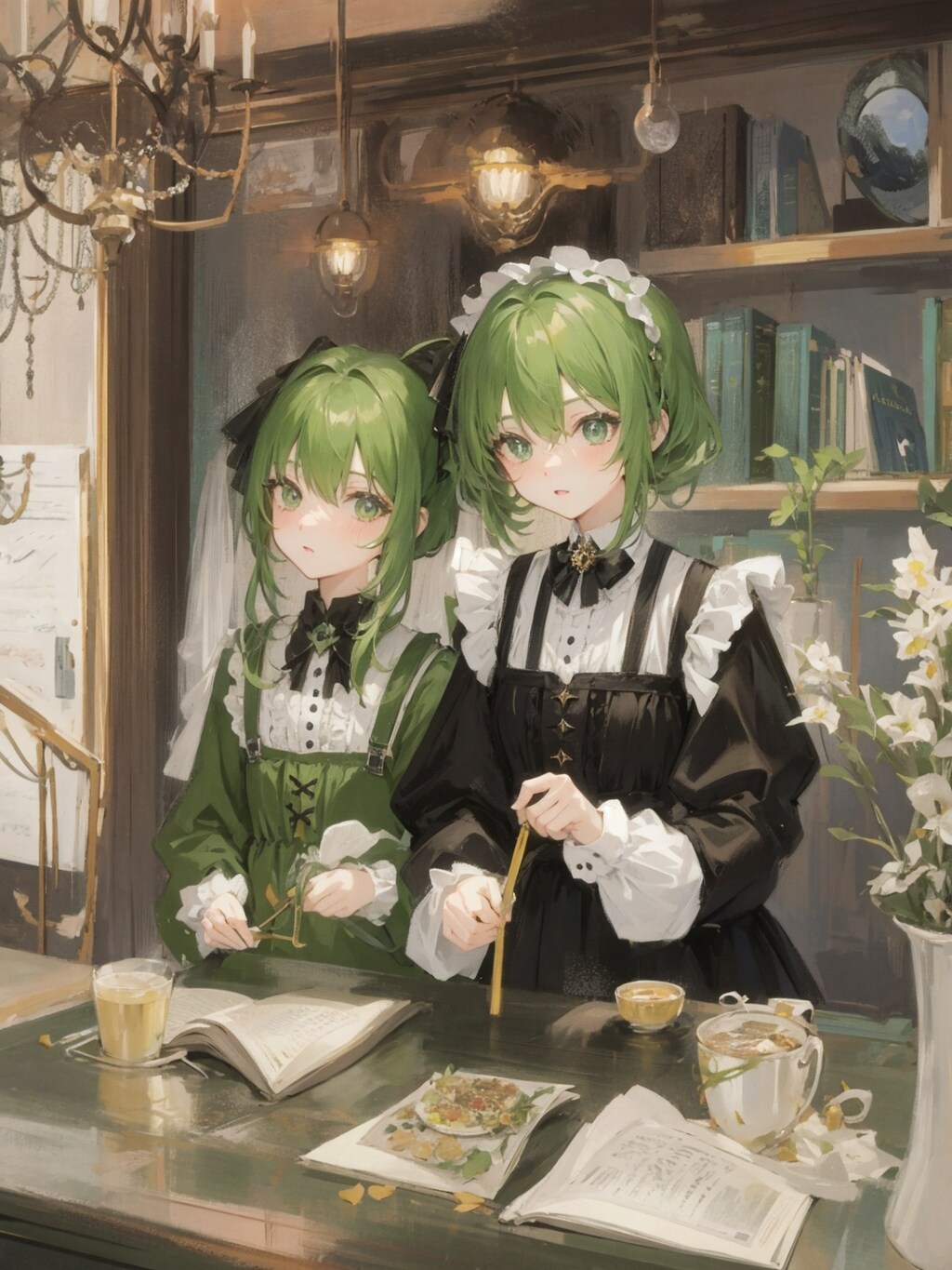 緑髪ゴシックふたり