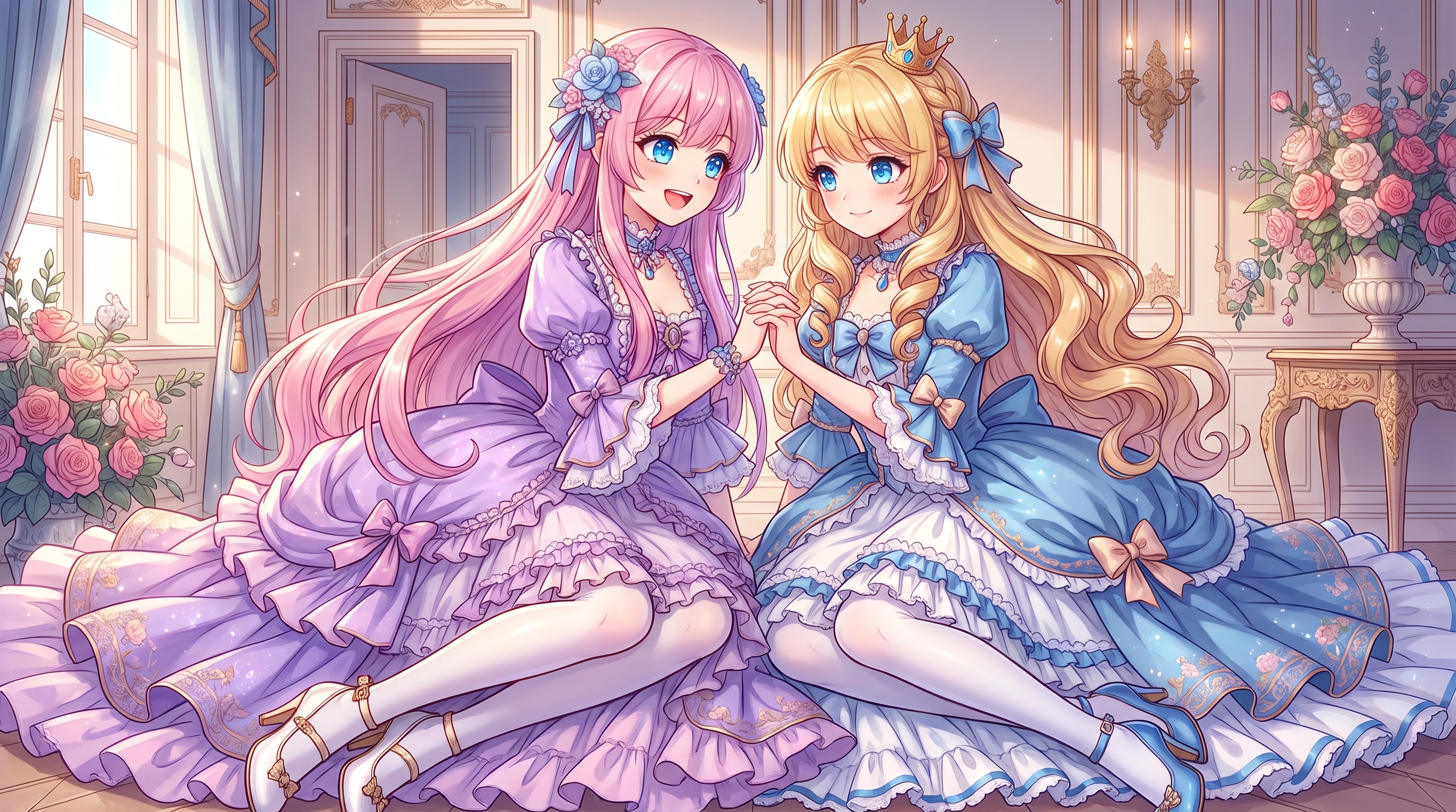 花冠双姫の蒼紫円舞 | の人気AIイラスト・グラビア