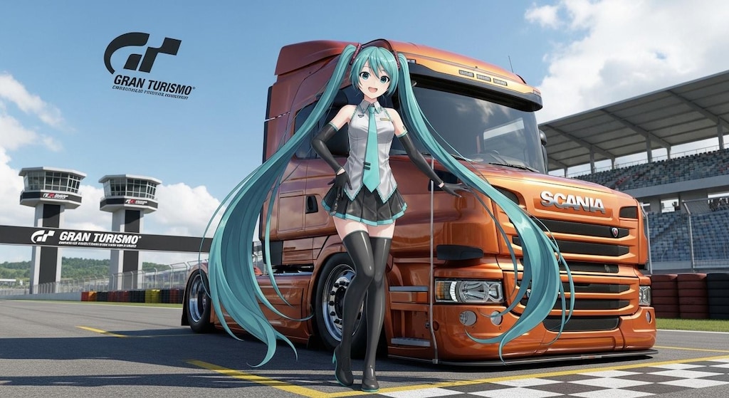 初音ミクとスカニアトラック