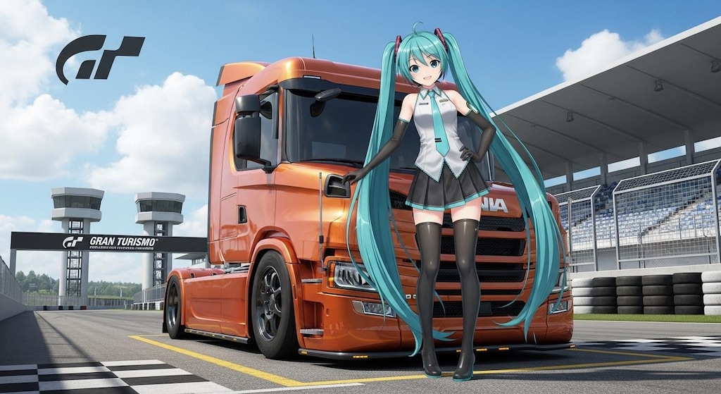 初音ミクとスカニアトラック