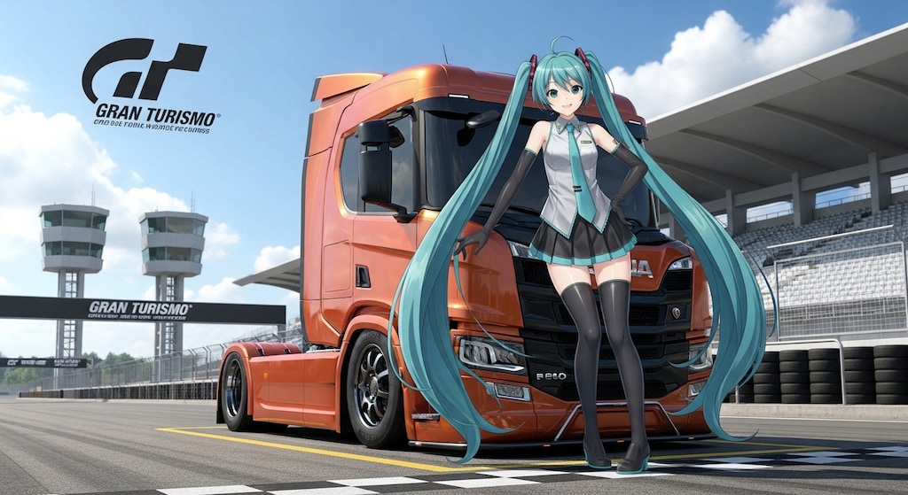 初音ミクとスカニアトラック