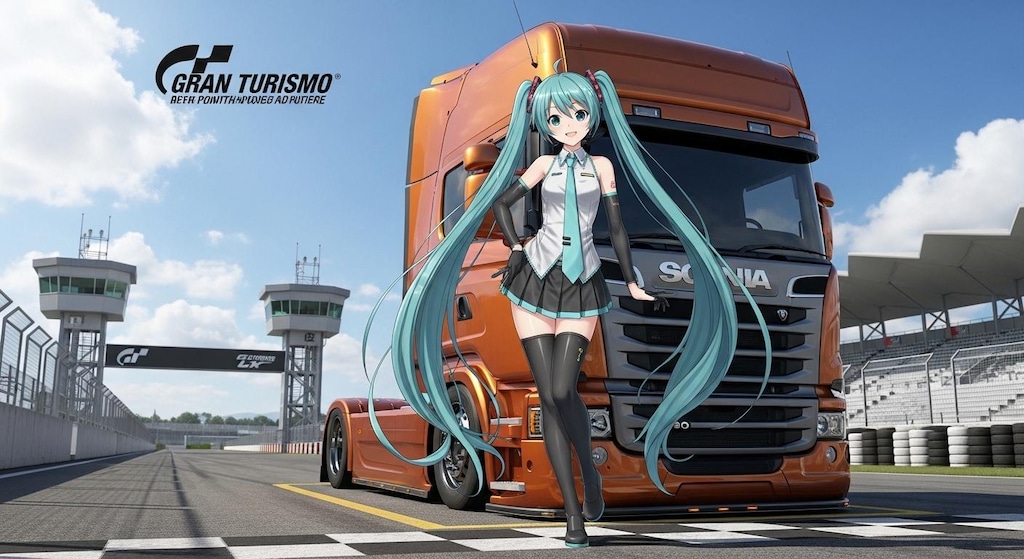 初音ミクとスカニアトラック