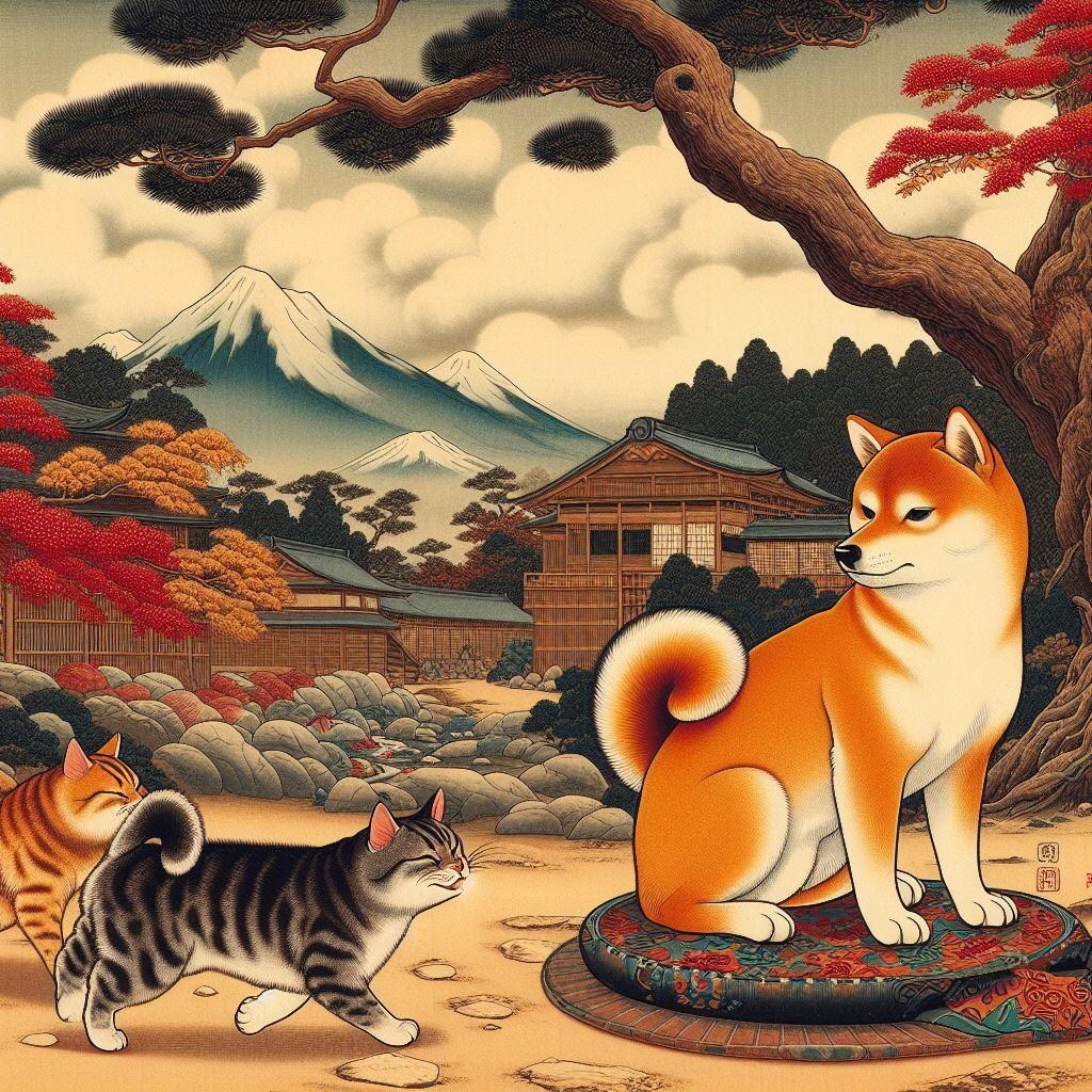 まとふどな犬ふみつけて猫の恋