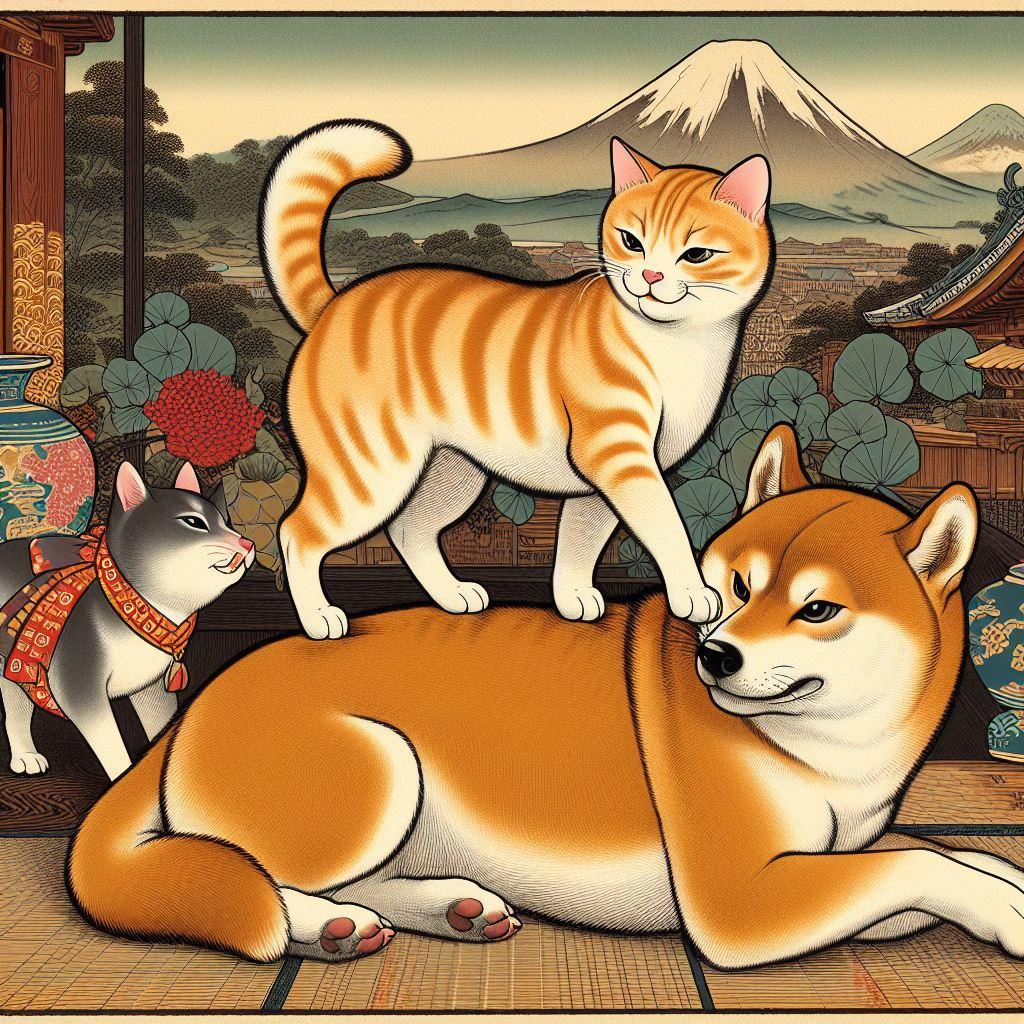 まとふどな犬ふみつけて猫の恋