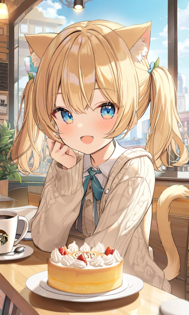 こるり「でけーケーキこれすごい」まや「しーっメタいこと言わない」 | の人気AIイラスト・グラビア