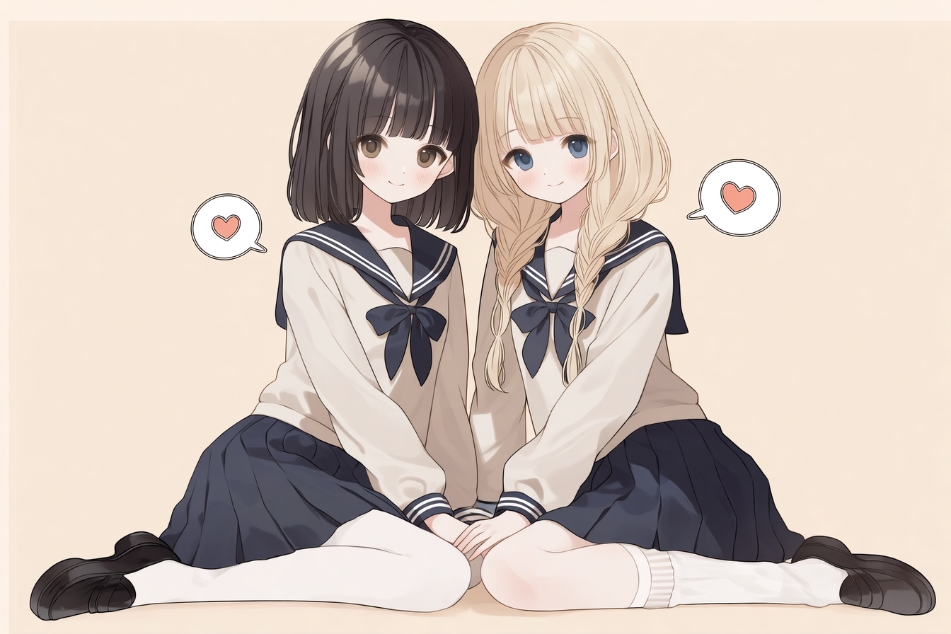 二人のJK203 | の人気AIイラスト・グラビア