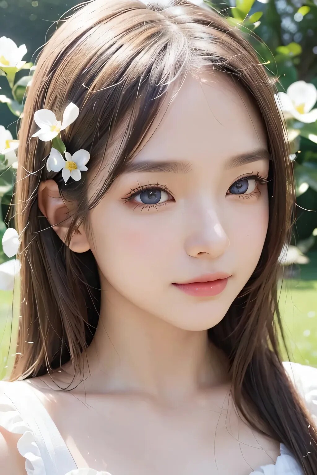 In white