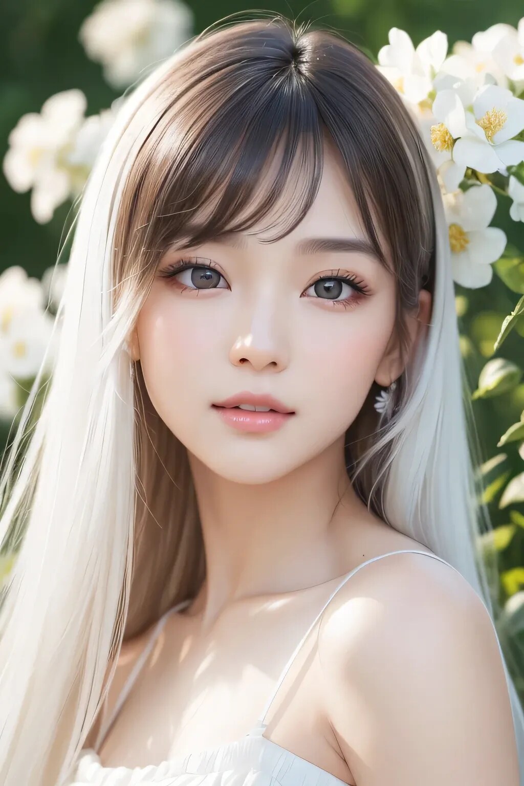 In white