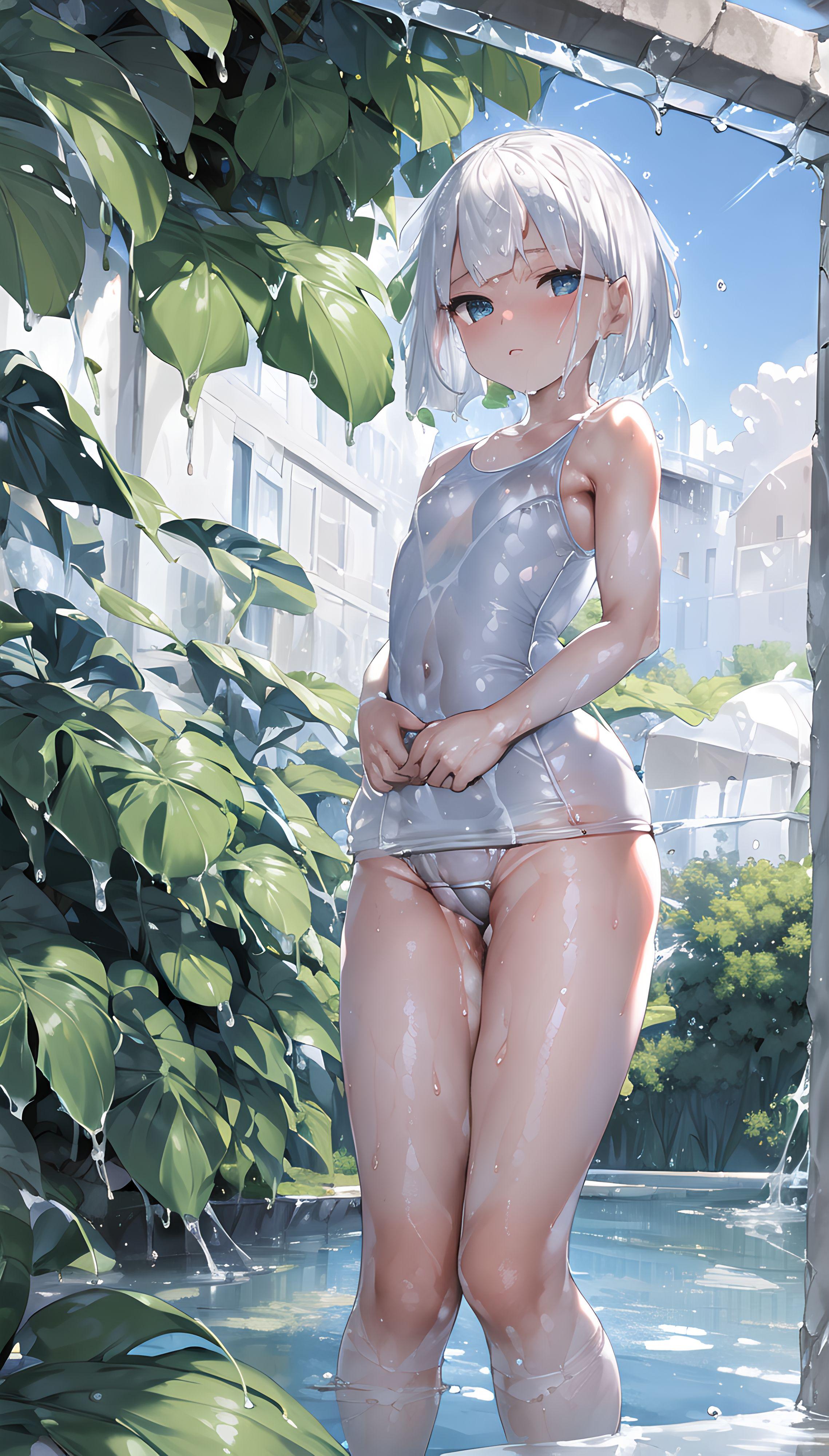 white swimsuit