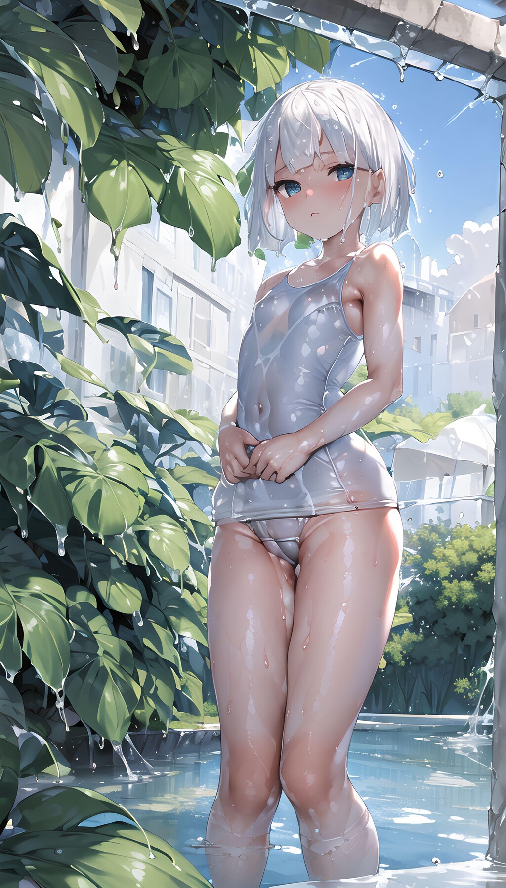 white swimsuit