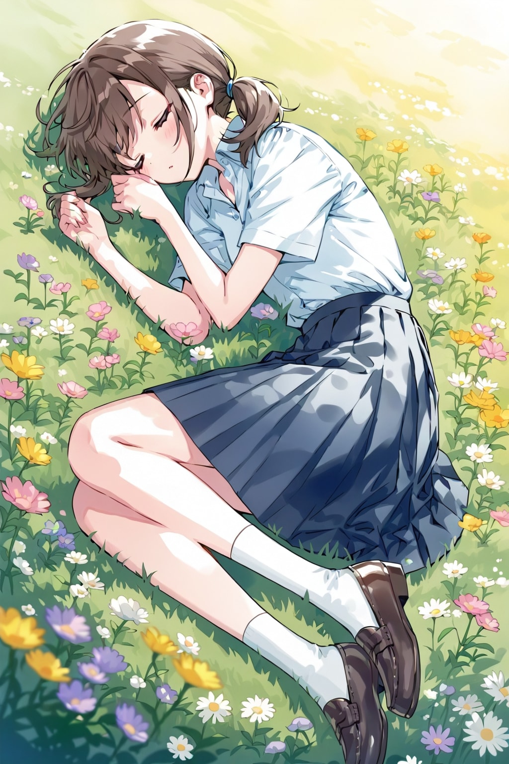 草原でスヤスヤ