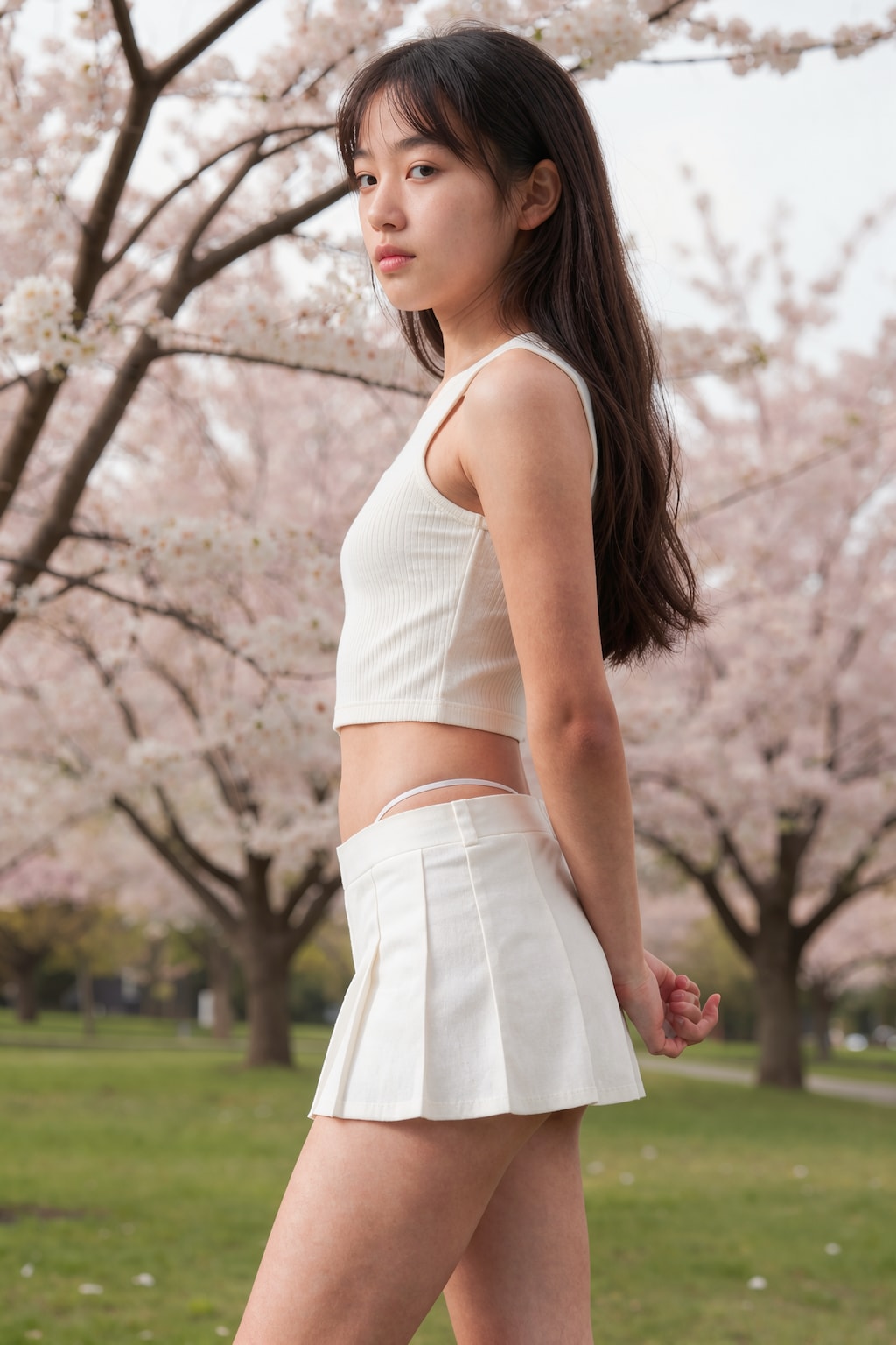 澪　白ミニスカ＆リブクロップT