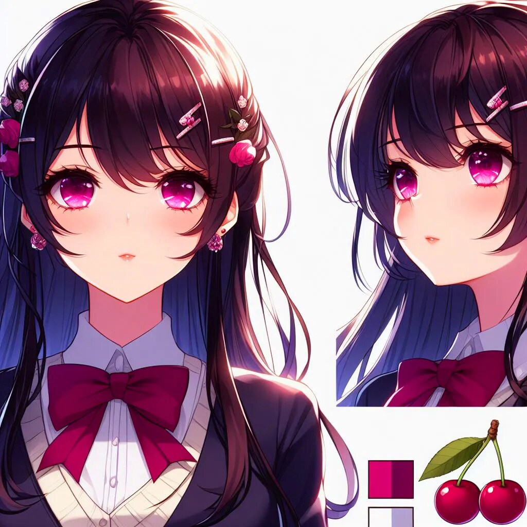 さくらんぼと、黒髪ロング少女♥その1(7枚)