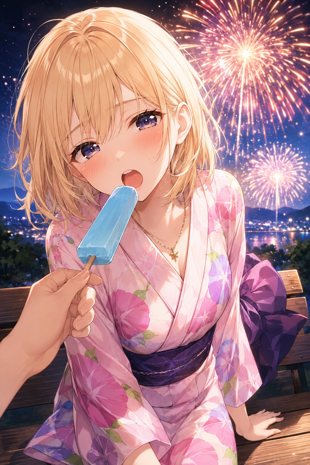 自分で持つのめんどくさい。持ってて。そのまま、ちょうだい。