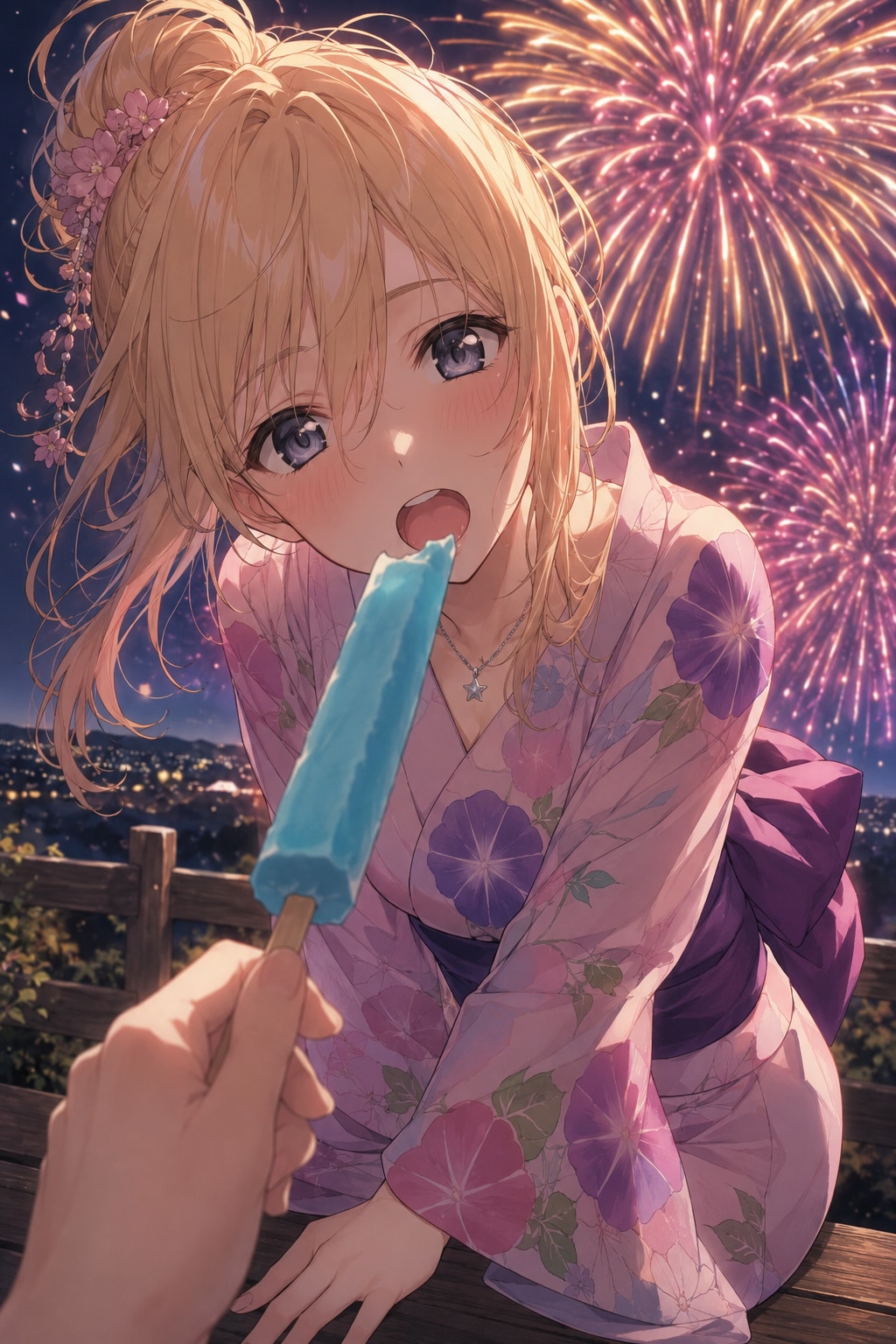 自分で持つのめんどくさい。持ってて。そのまま、ちょうだい。