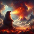 ファンタジー油絵アニメ風、炎のマーモット 6枚目