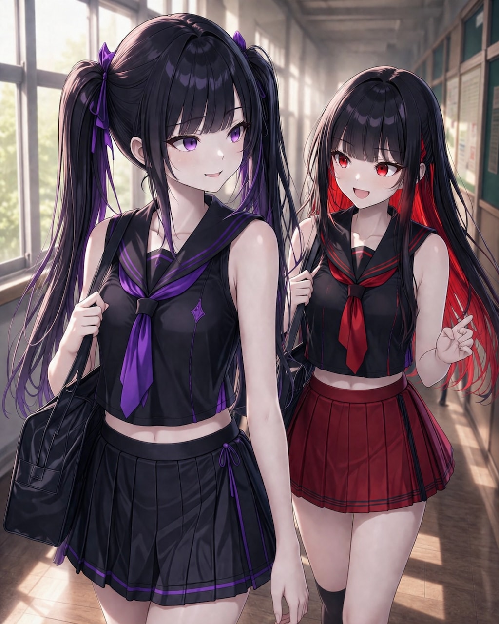 スリーブレスなマオと紅ちゃん