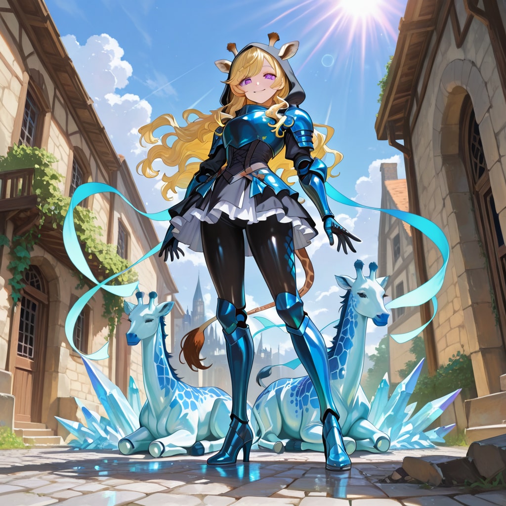 氷属性のキリンの妖精を従えたキリンフーディーメカ娘ちゃん