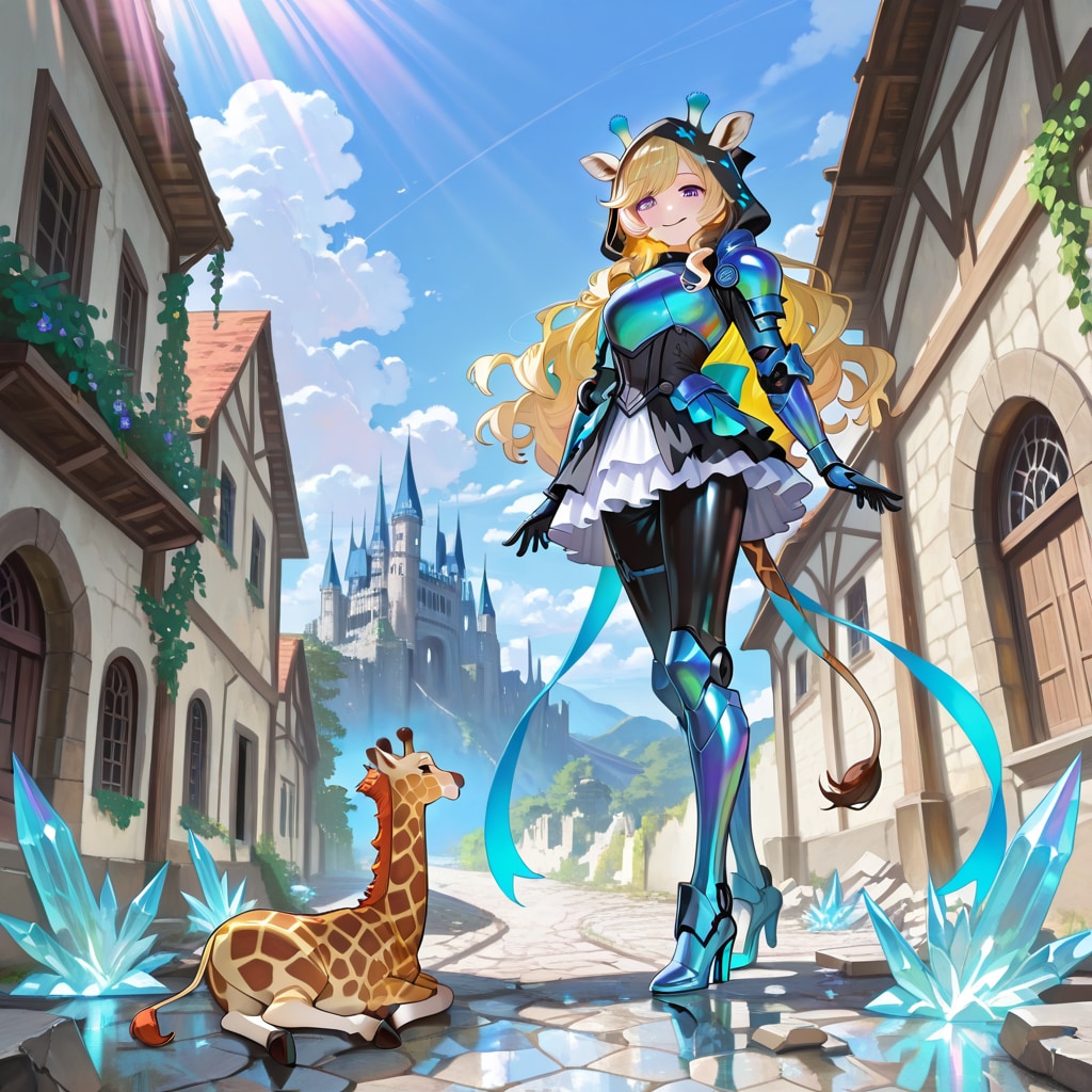 氷属性のキリンの妖精を従えたキリンフーディーメカ娘ちゃん