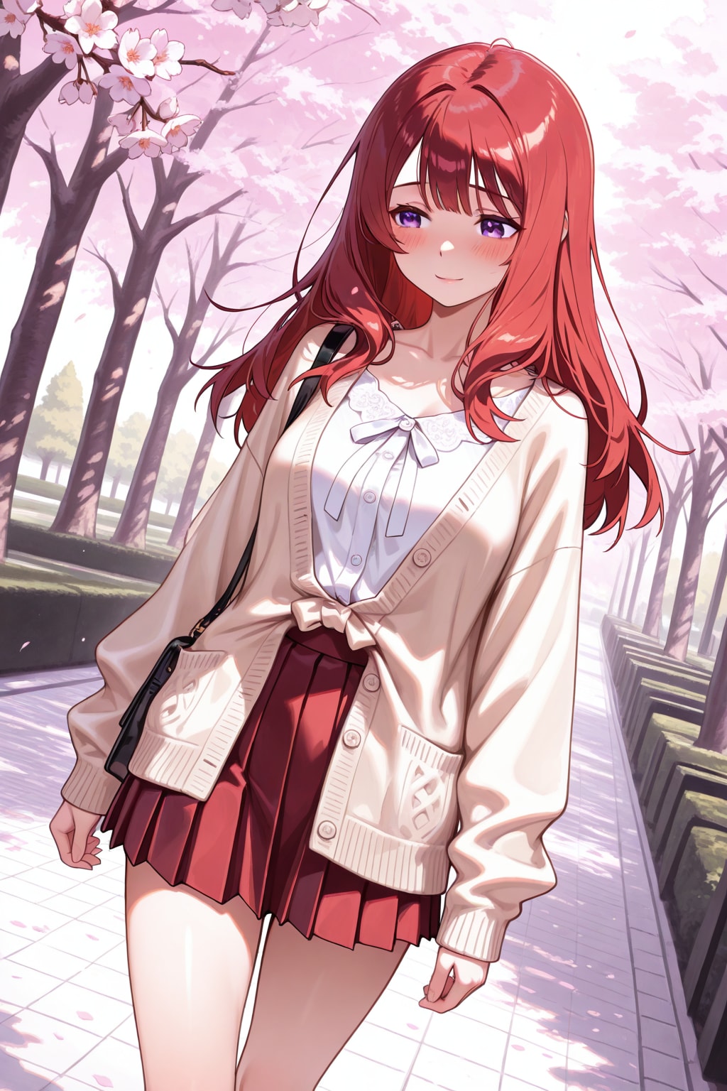 【ＢＯＮＳＡＩ様版】長身美脚赤髪紫目美少女（春夏秋冬） | の人気AIイラスト・グラビア