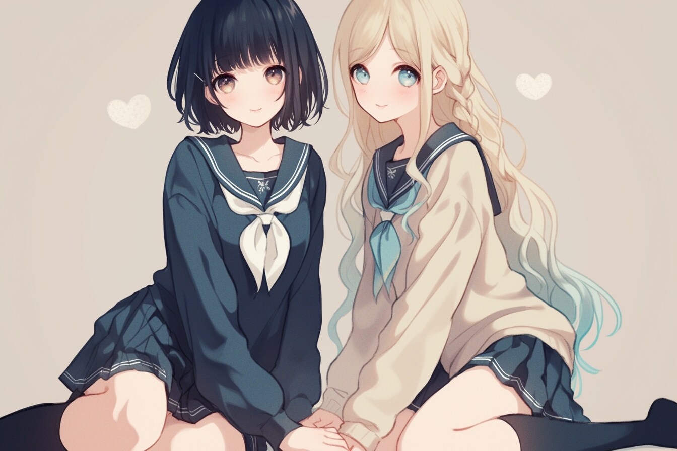 二人のJK411 | の人気AIイラスト・グラビア