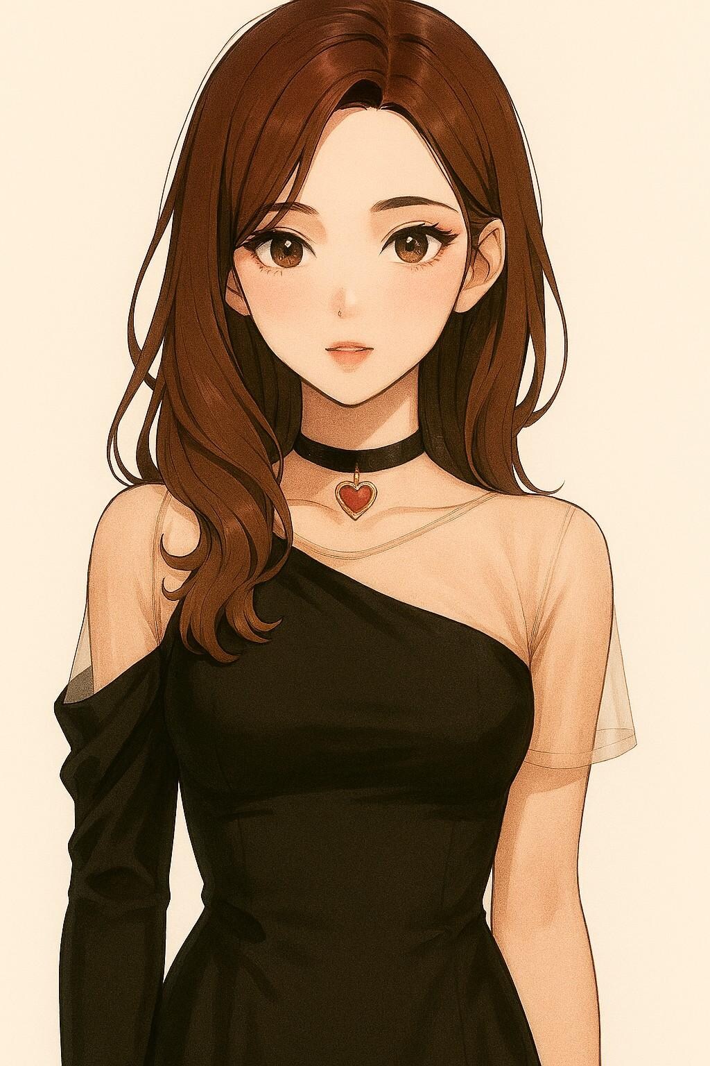 コパイロット遥 のドレスファッション②（オフショルダードレス、チョーカー付き）