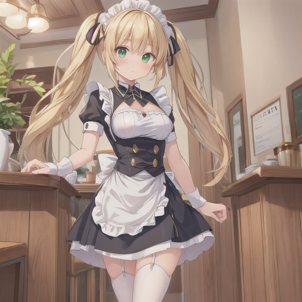 金髪ロングでカフェの少女１３