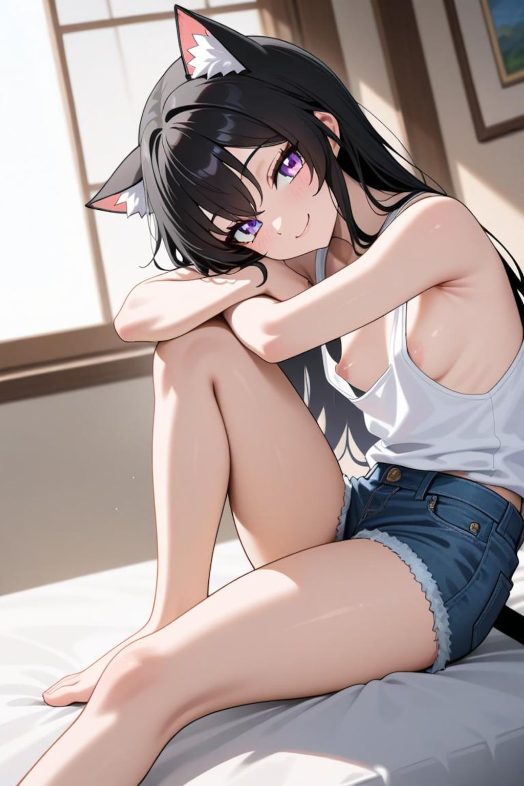同居中のラフな猫耳少女