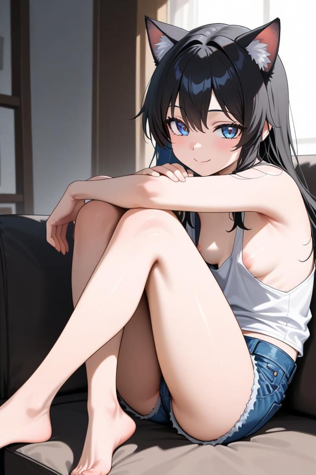 同居中のラフな猫耳少女
