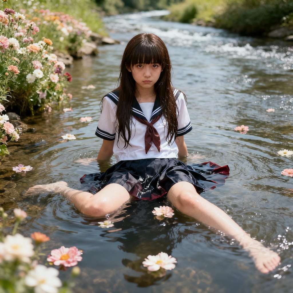 セーラー服と川の撮影会