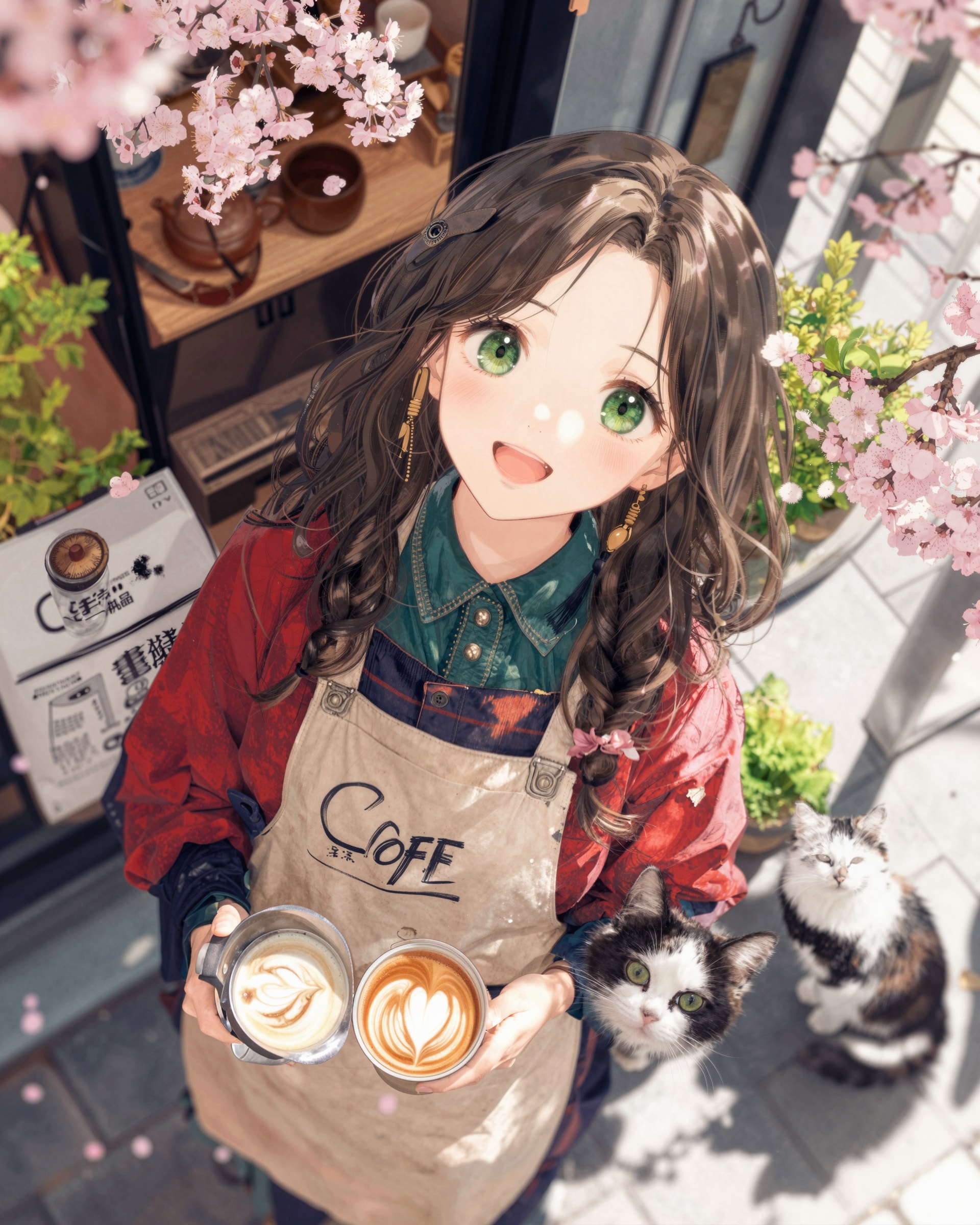 二杯のラテアートと桜日和 | の人気AIイラスト・グラビア