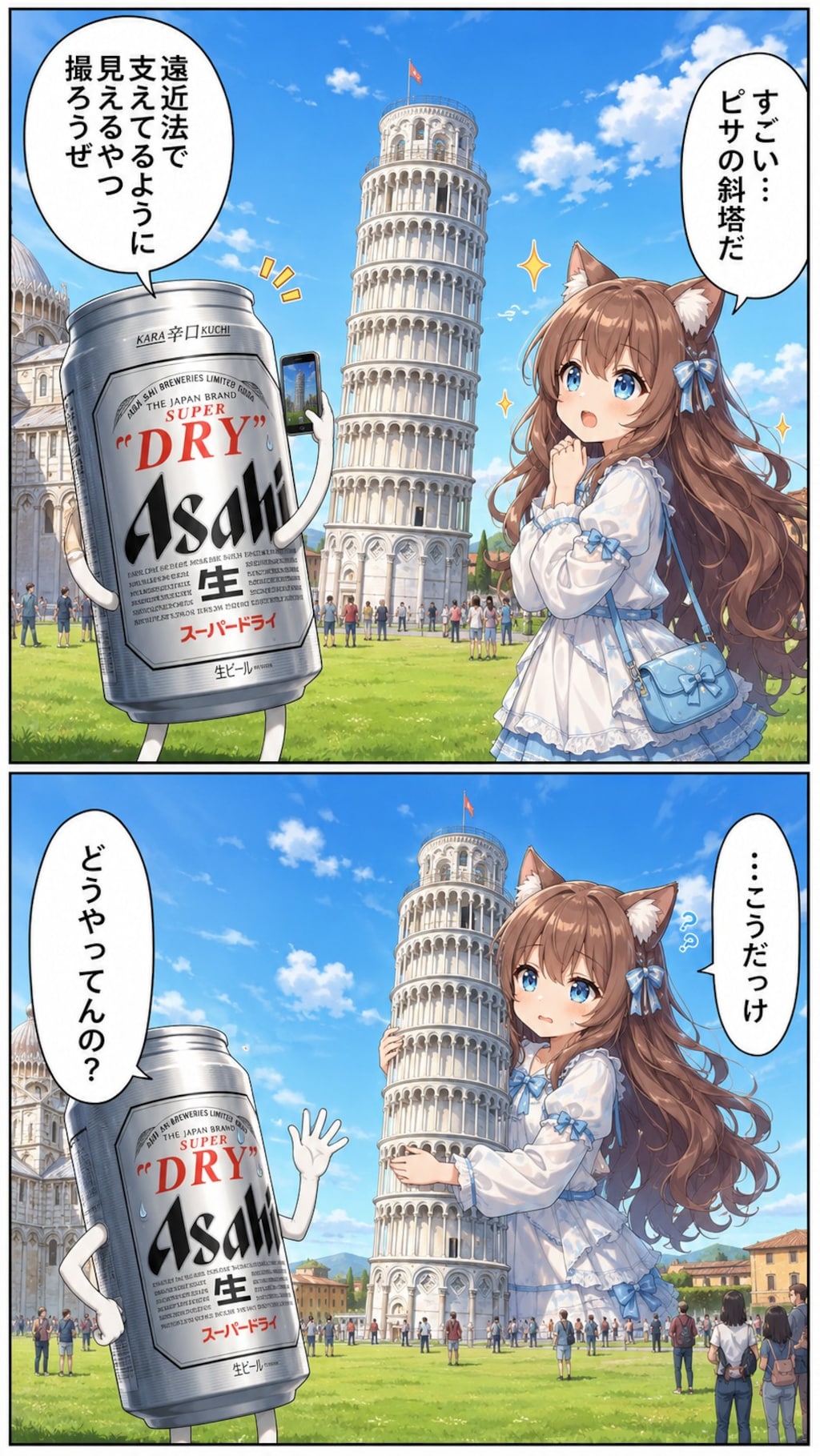ピサの斜塔と小さな女の子