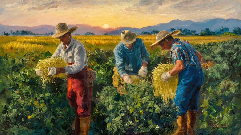 スパゲッティの収穫