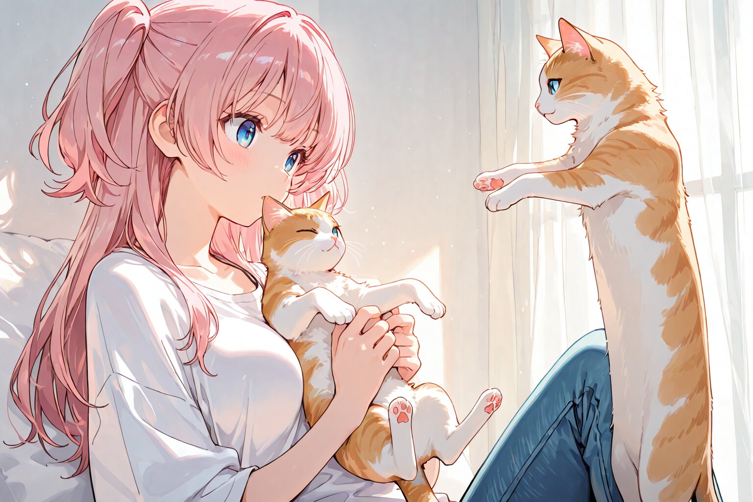 長い猫と一緒 | の人気AIイラスト・グラビア