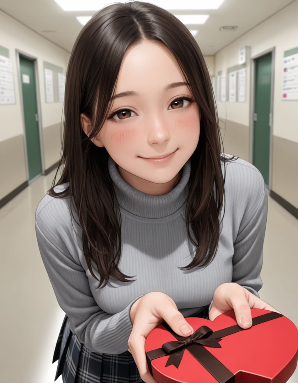 講義の合間にこっそりチョコを渡す女子大生