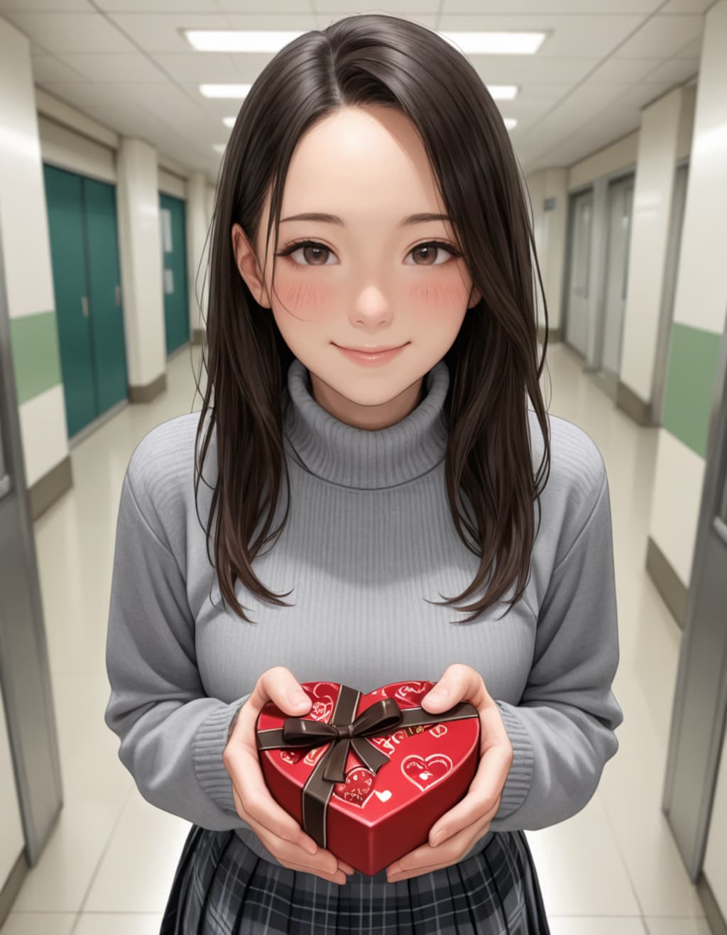講義の合間にこっそりチョコを渡す女子大生