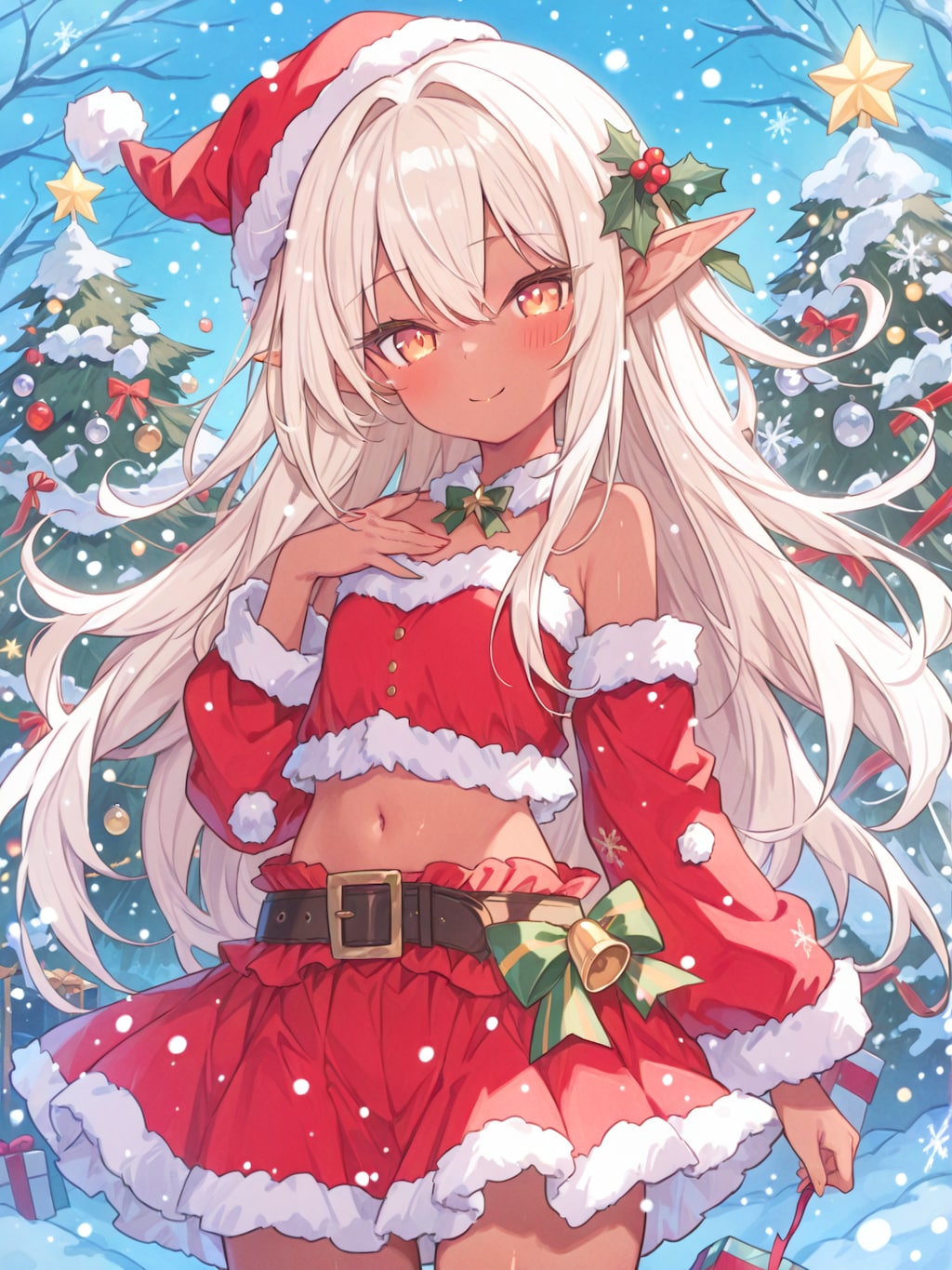 褐色サンタ服エルフ