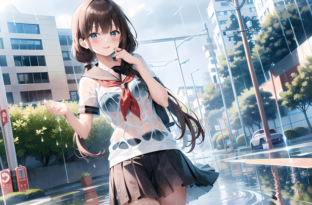 雨に濡れる彼女