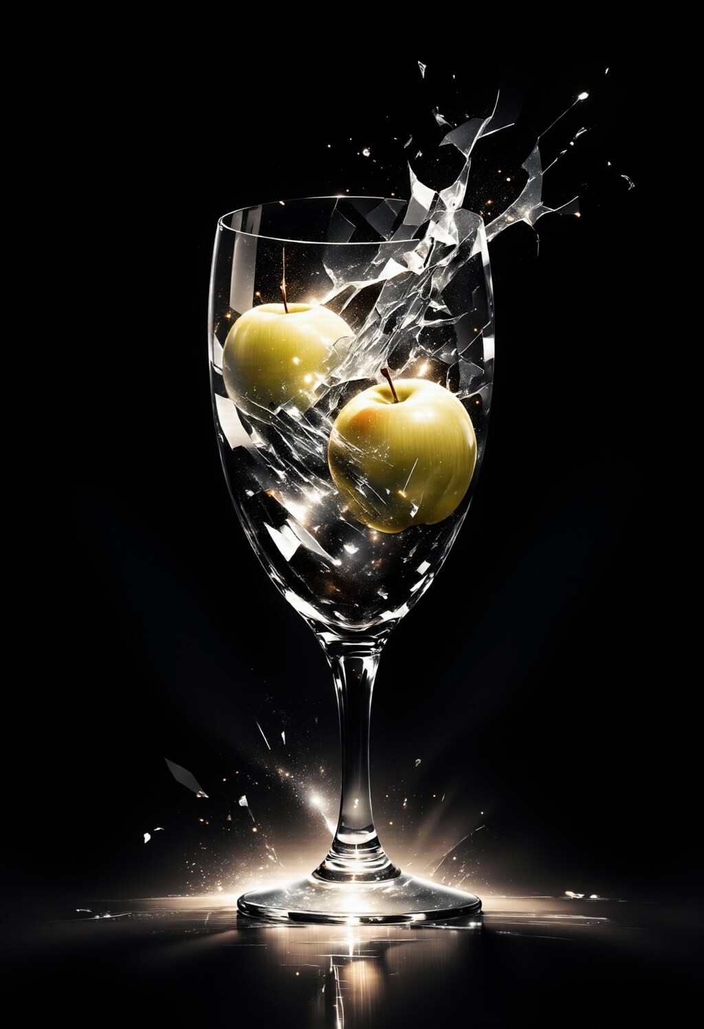 グラスに落ちるりんご