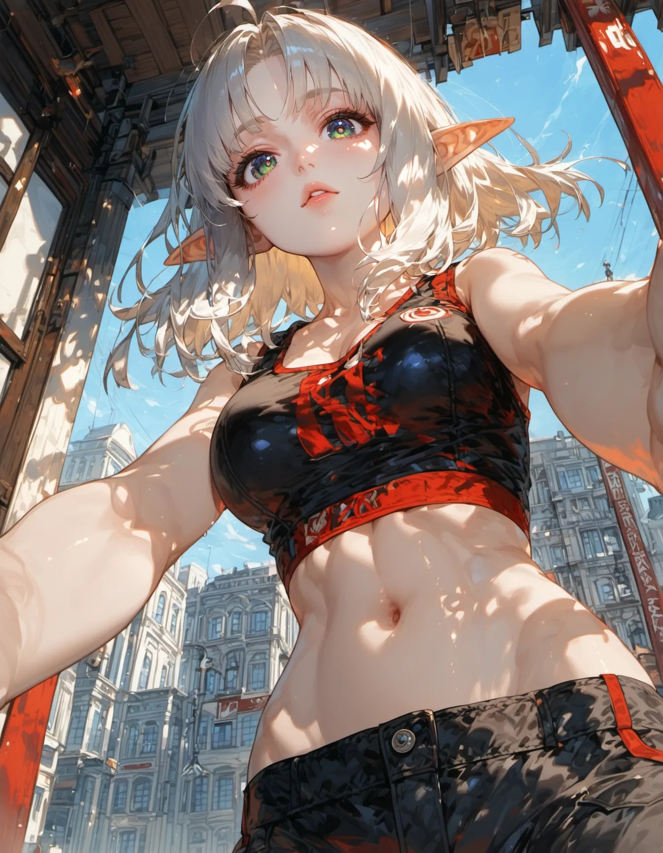 Elf Athlete's Urban Selfie | の人気AIイラスト・グラビア