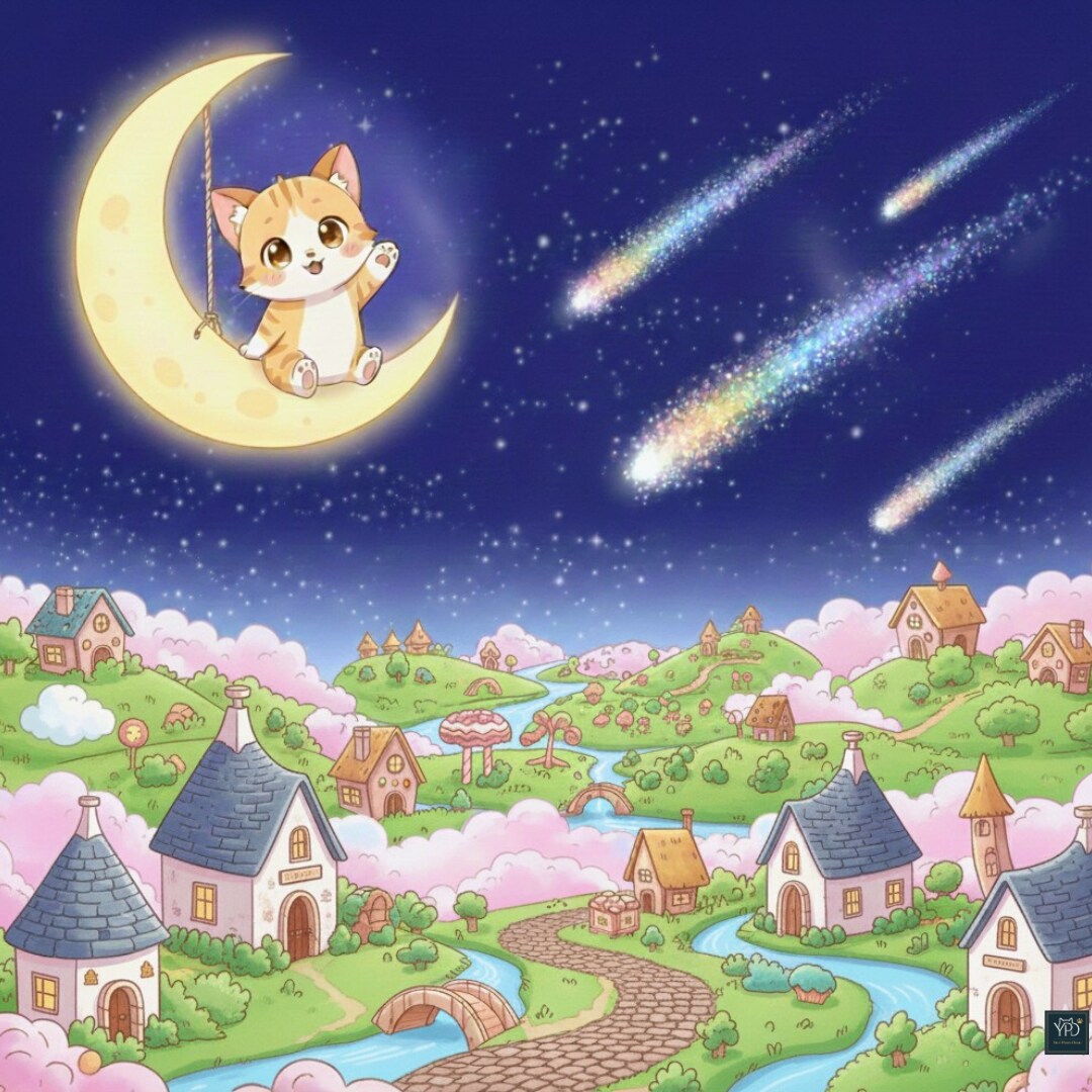 月と猫が見守る魔法の夜 | の人気AIイラスト・グラビア