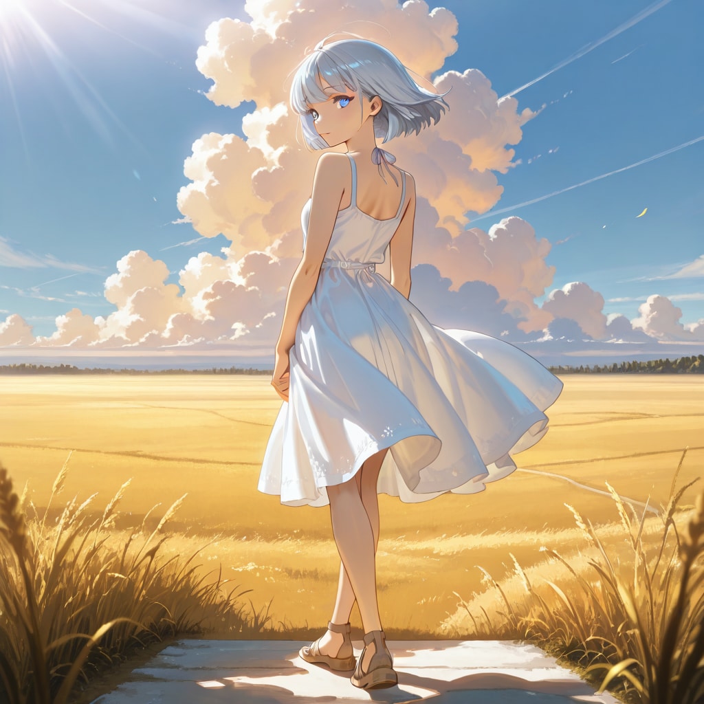 銀髪は至高、風を感じる丘で