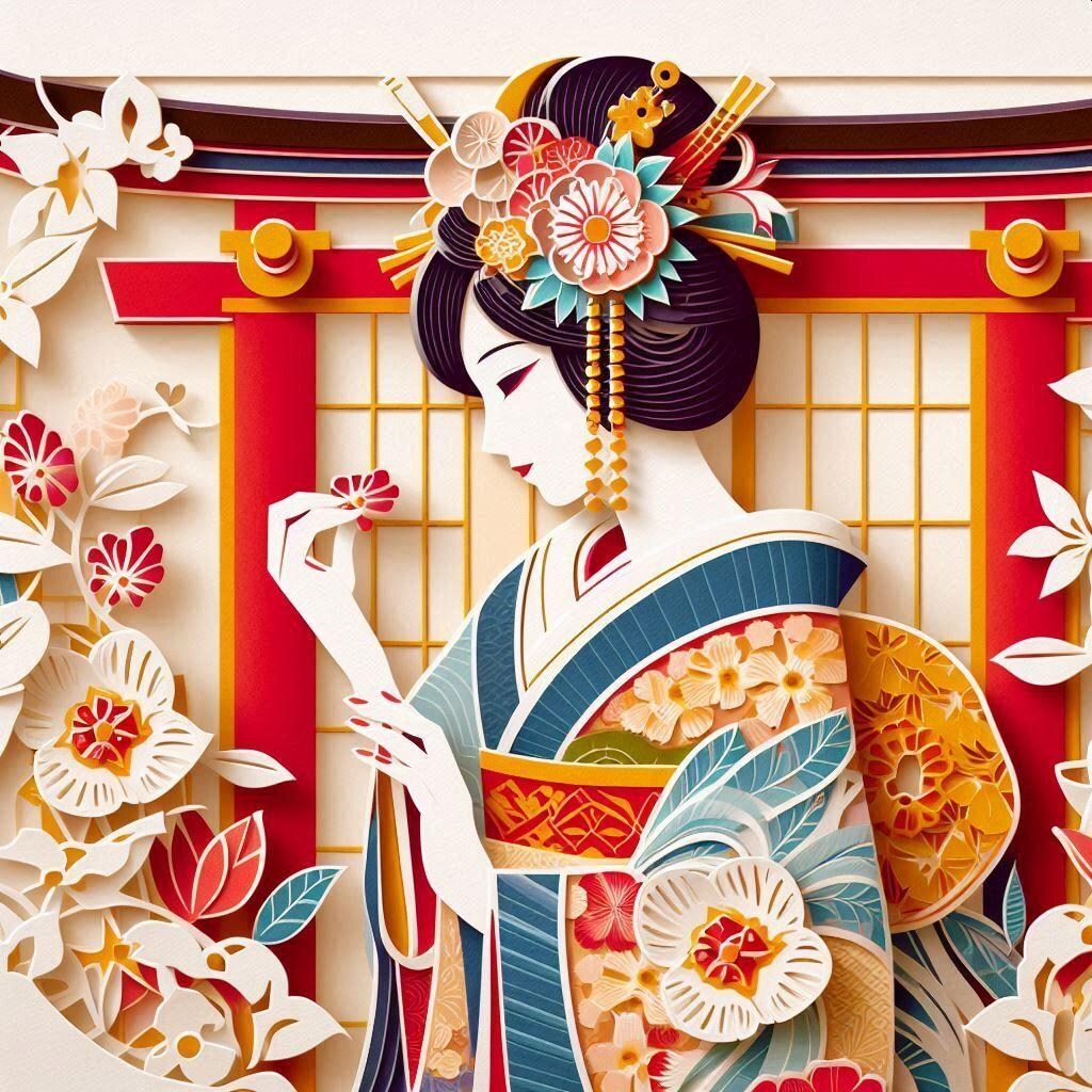 ペーパークラフトの着物