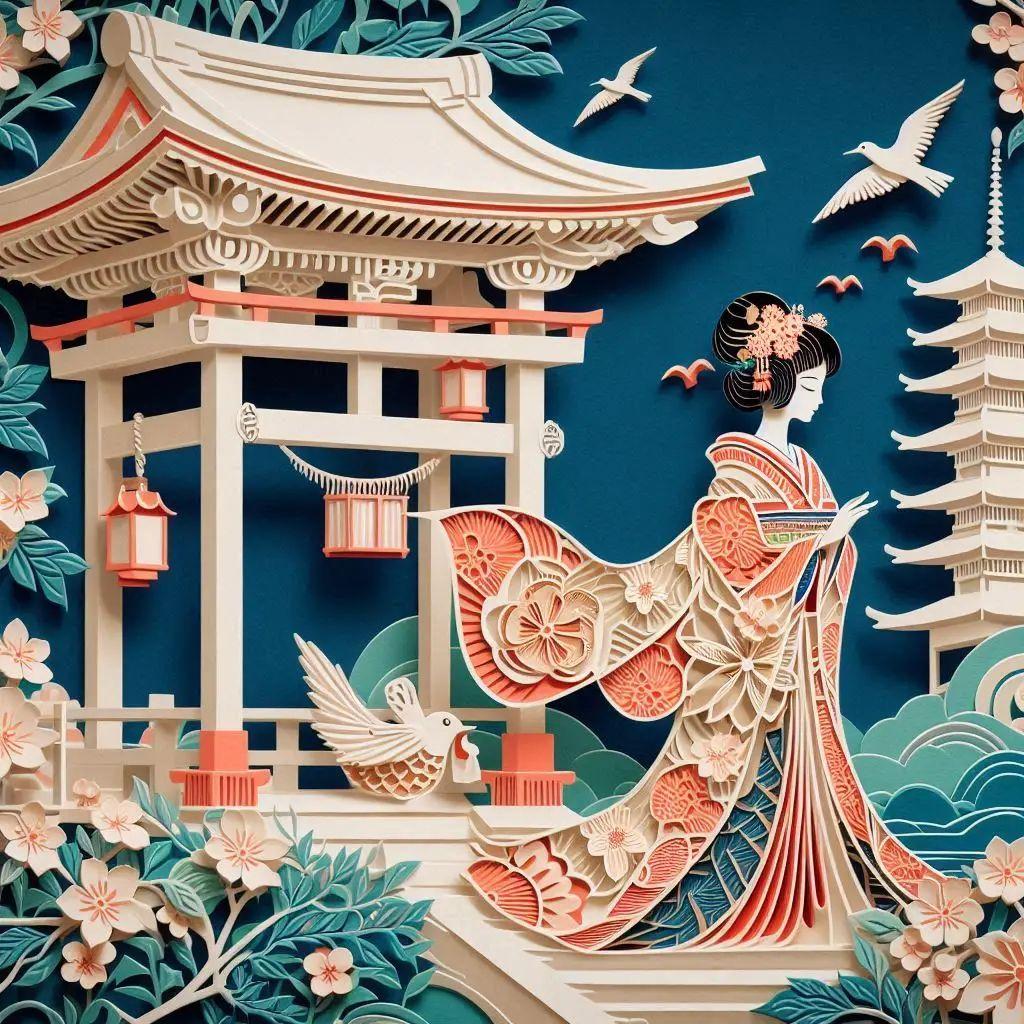 ペーパークラフトの着物 | の人気AIイラスト・グラビア