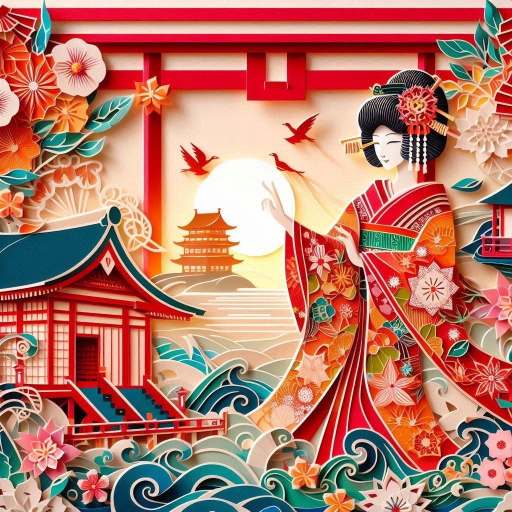 ペーパークラフトの着物