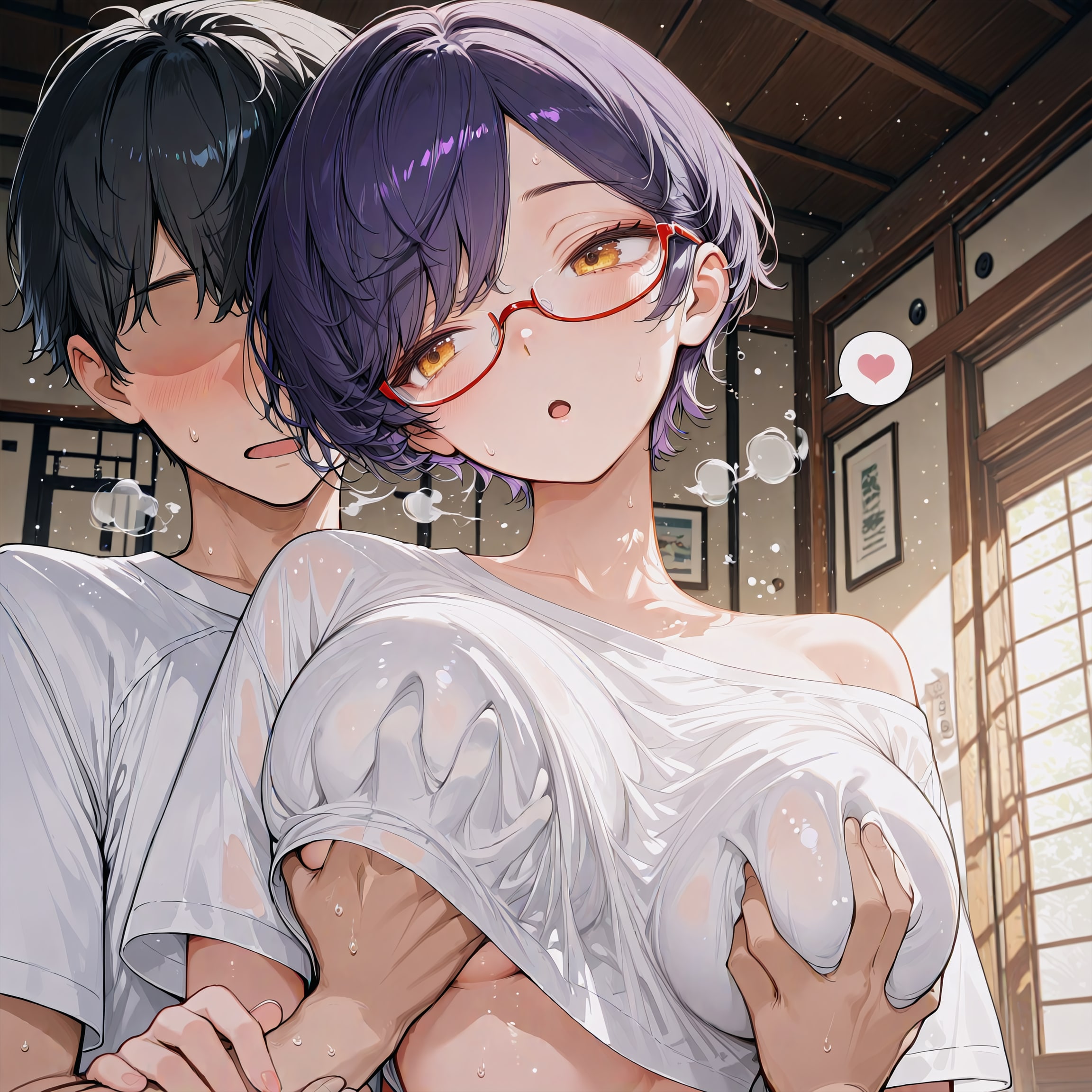 服の中まさぐらせ