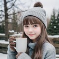 ホットコーヒーを飲む少女 2枚目