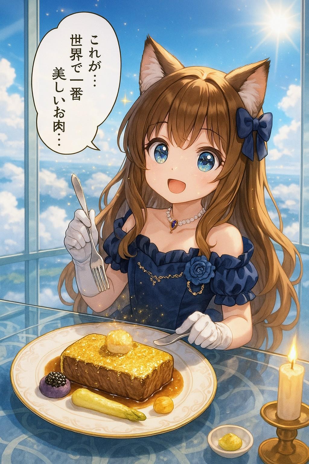 世界最高のステーキを食べる小さな女の子